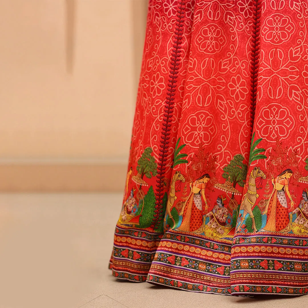 Fusion Flair Skirt with Maroon Crop Lehenga
