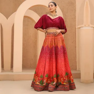 Fusion Flair Skirt with Maroon Crop Lehenga