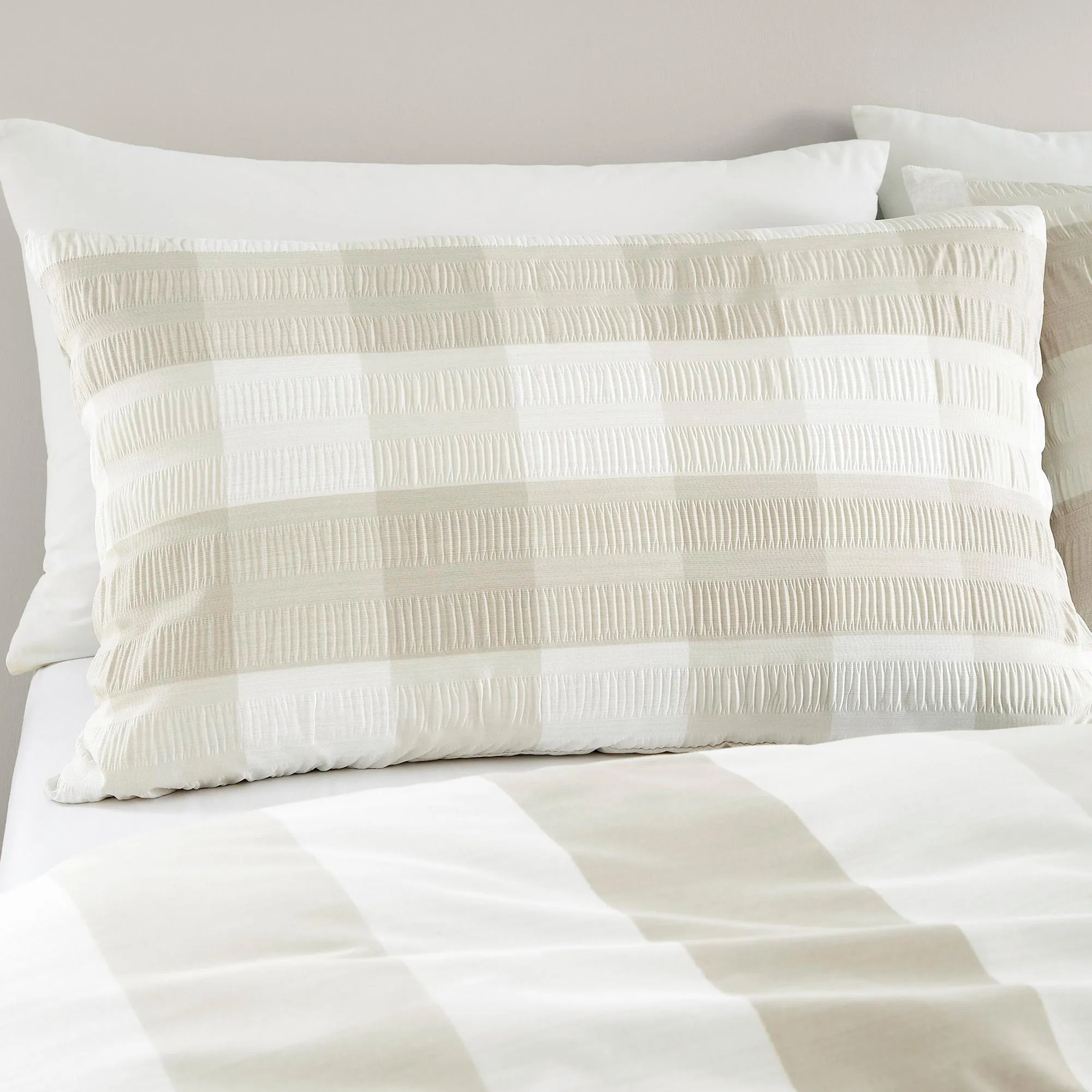 Fusion Seersucker Gingham Duvet Cover Set - Natural