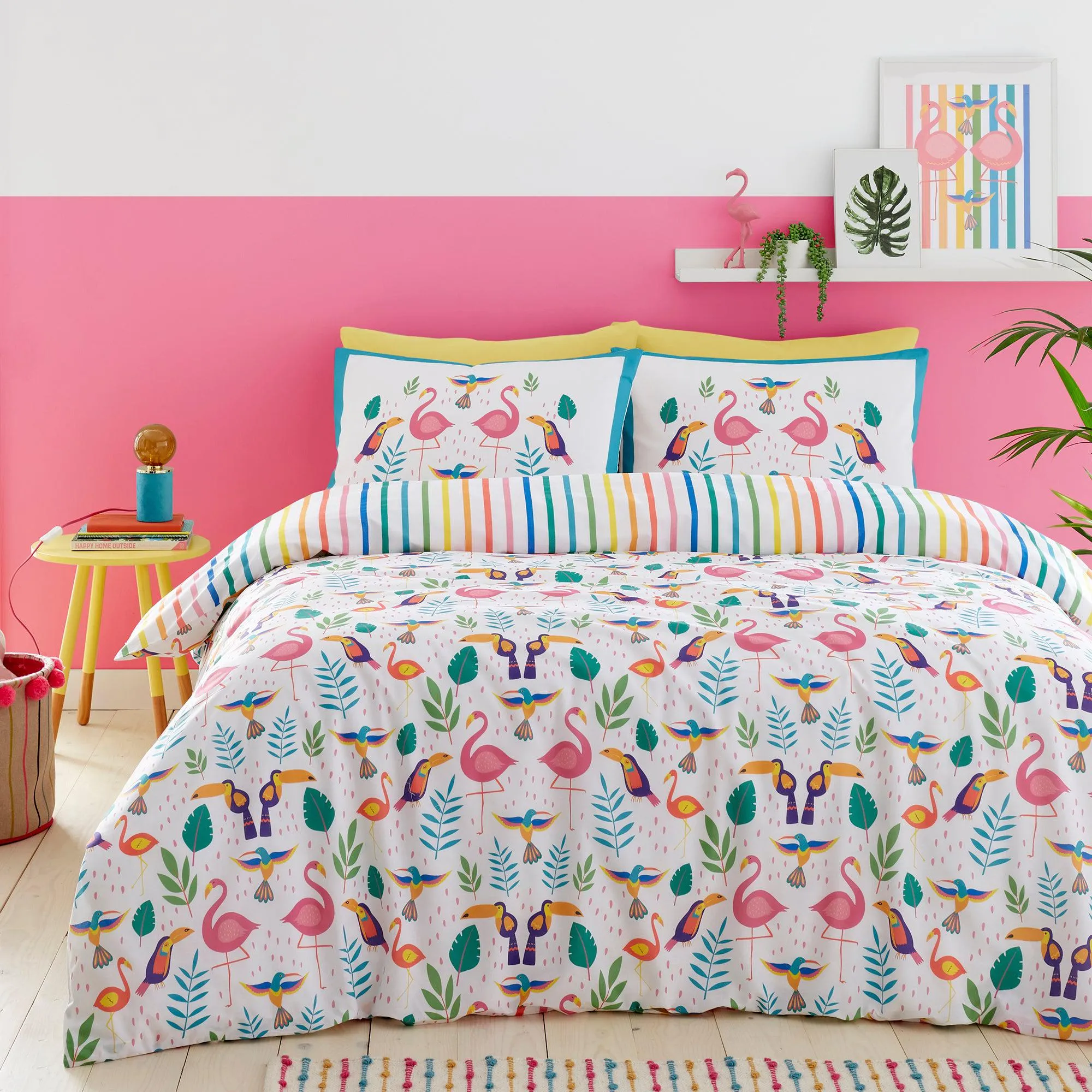 Fusion Tropical Flamingo Duvet Cover Set - Pink