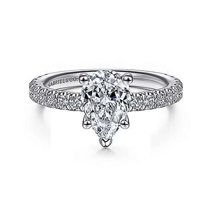 Gabriel & Co. Gabriel & Co. "Alina" Pear Diamond Hidden Halo Engagement Ring Semi-Mounting in 14K White Gold