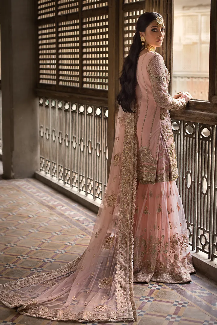 Gharara Kameez Pink Pakistani Bridal Outfit for Wedding