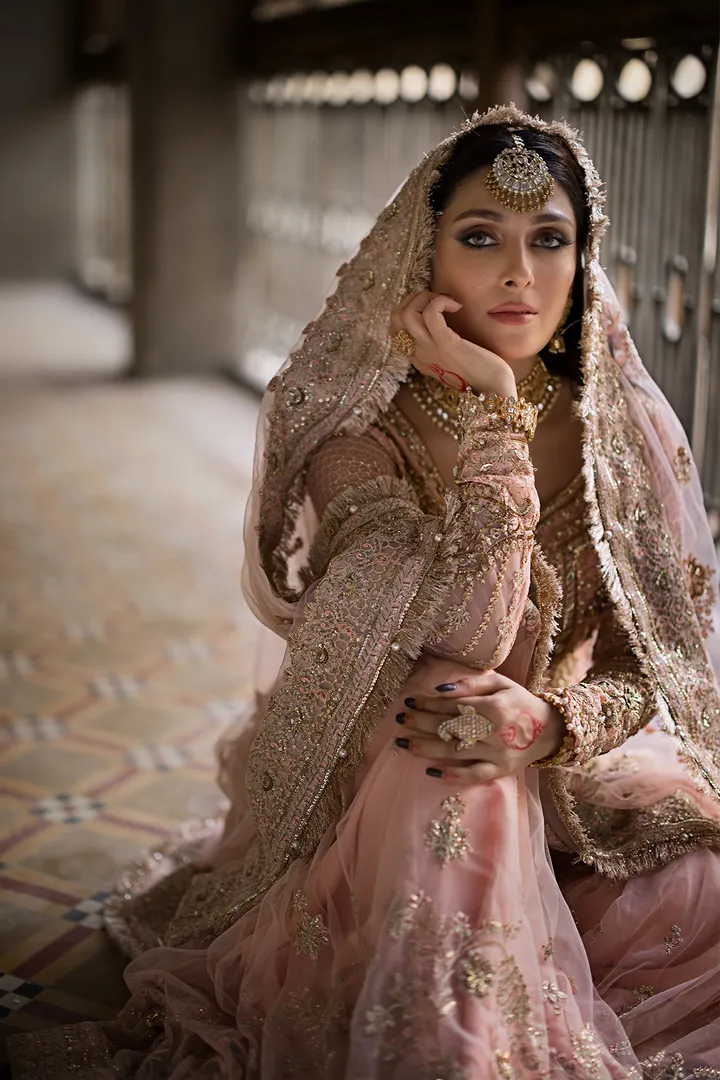 Gharara Kameez Pink Pakistani Bridal Outfit for Wedding