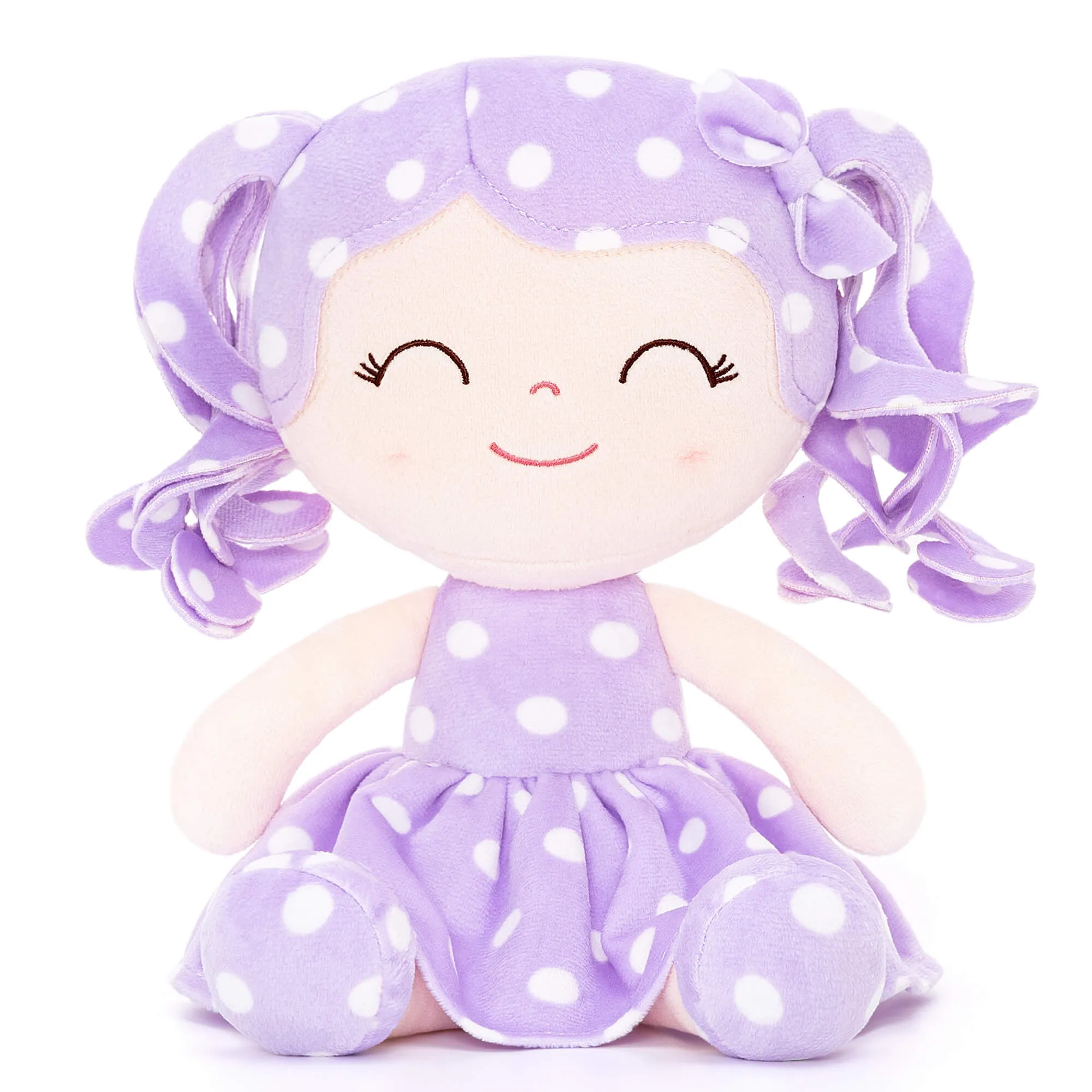 Gloveleya 12-inch Curly Hair Dolls Polka Dot Dress Purple