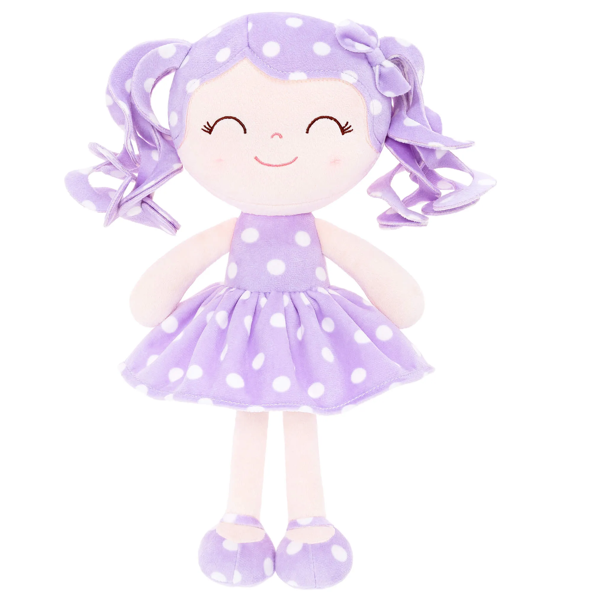Gloveleya 12-inch Curly Hair Dolls Polka Dot Dress Purple