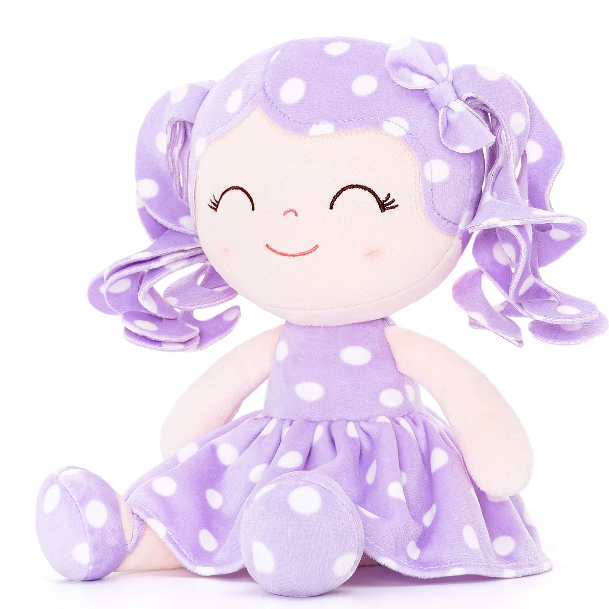 Gloveleya 12-inch Curly Hair Dolls Polka Dot Dress Purple