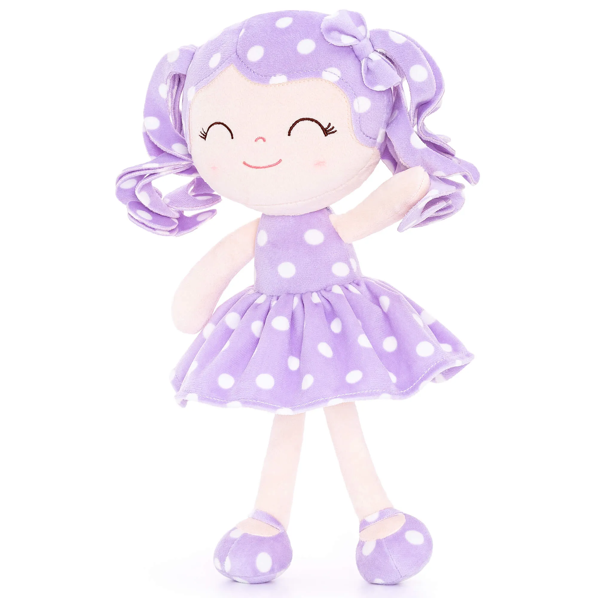 Gloveleya 12-inch Curly Hair Dolls Polka Dot Dress Purple