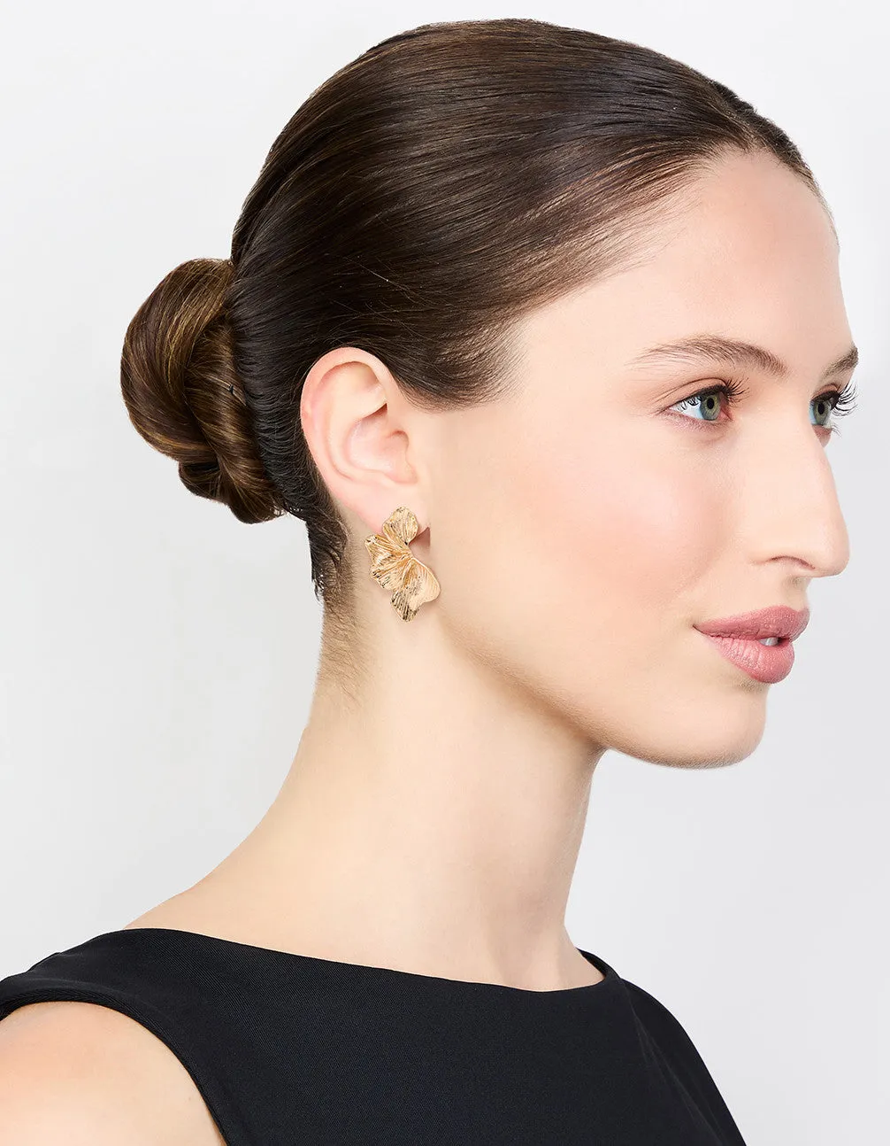 Gold Plated Leaf Stud Earrings