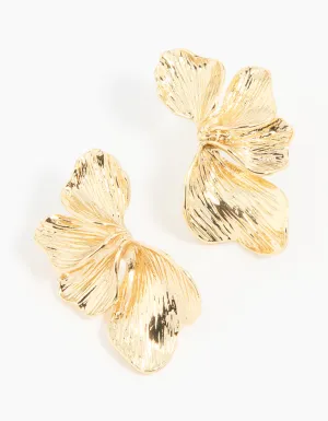 Gold Plated Leaf Stud Earrings