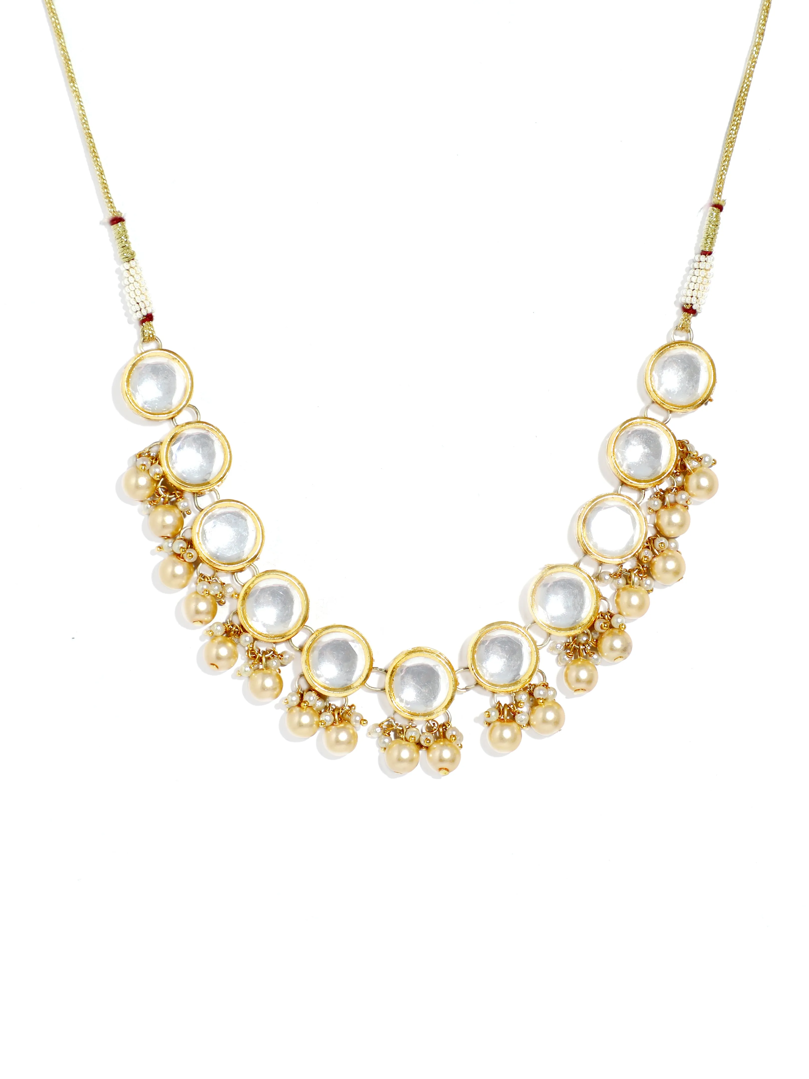 Golden Pearl Polki Kundan Necklace Set