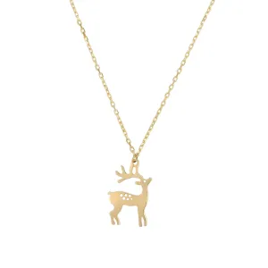Golden Reindeer Necklace (14K)