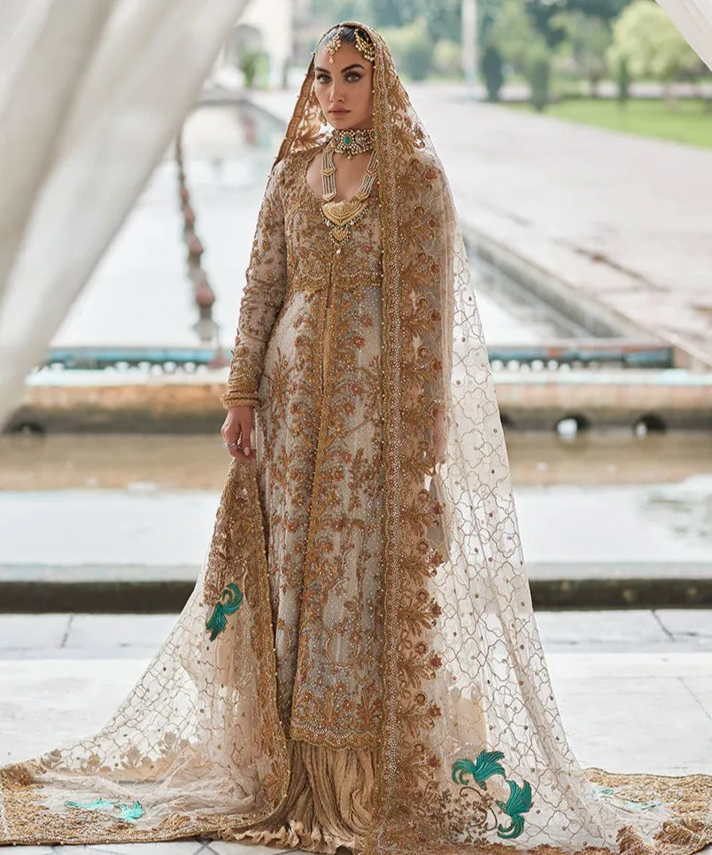 Golden White Bridal Lehenga Dress for Indian Bridal Wear