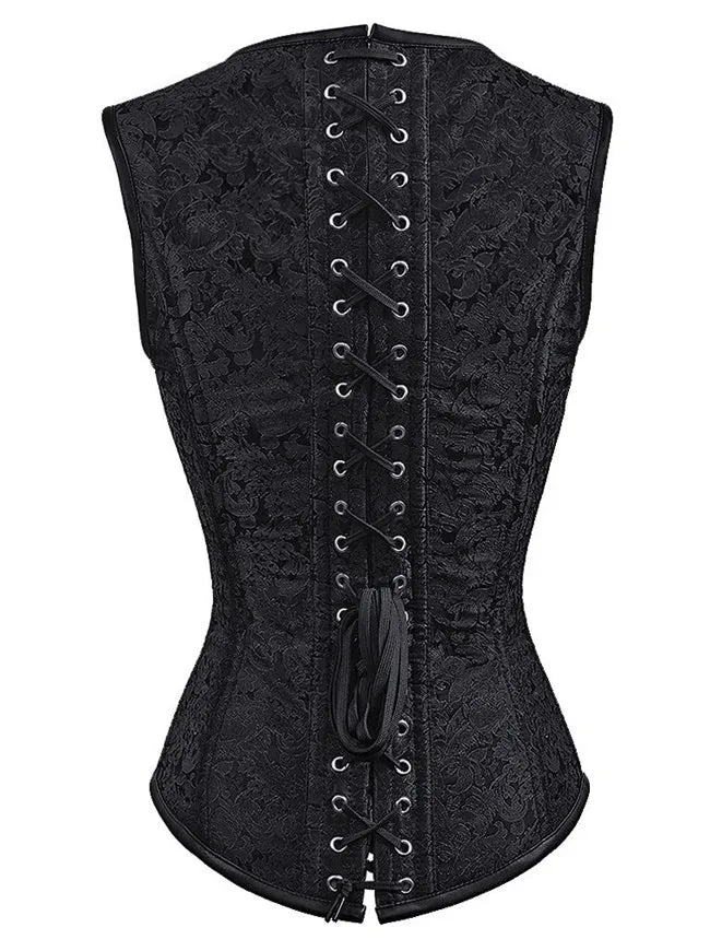 Gothic Steampunk Brocade Steel Boned Waist Cincher Corset Vest