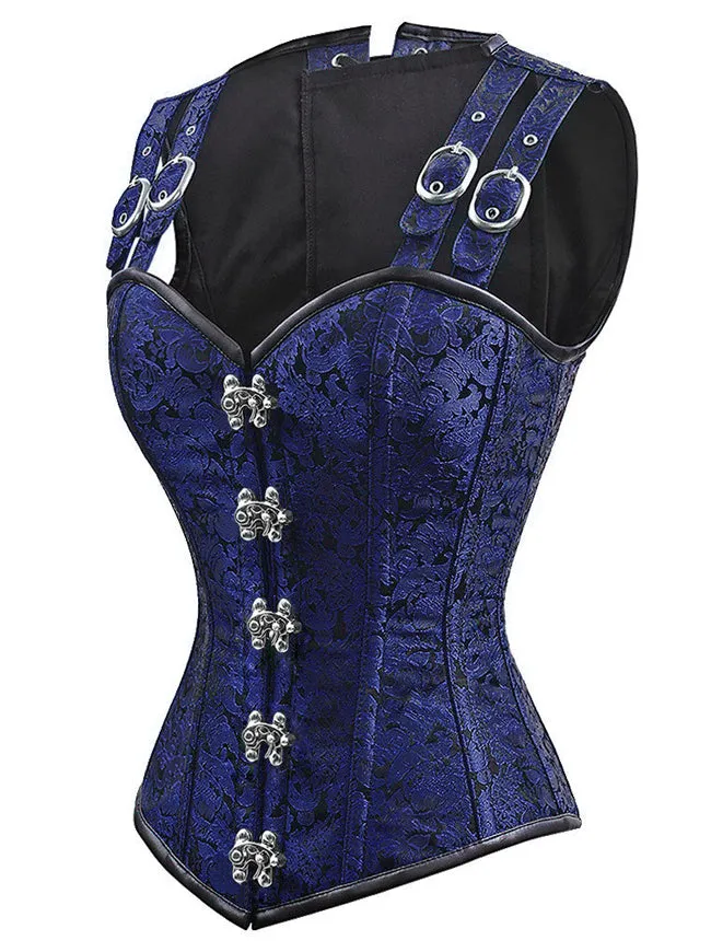 Gothic Steampunk Brocade Steel Boned Waist Cincher Corset Vest