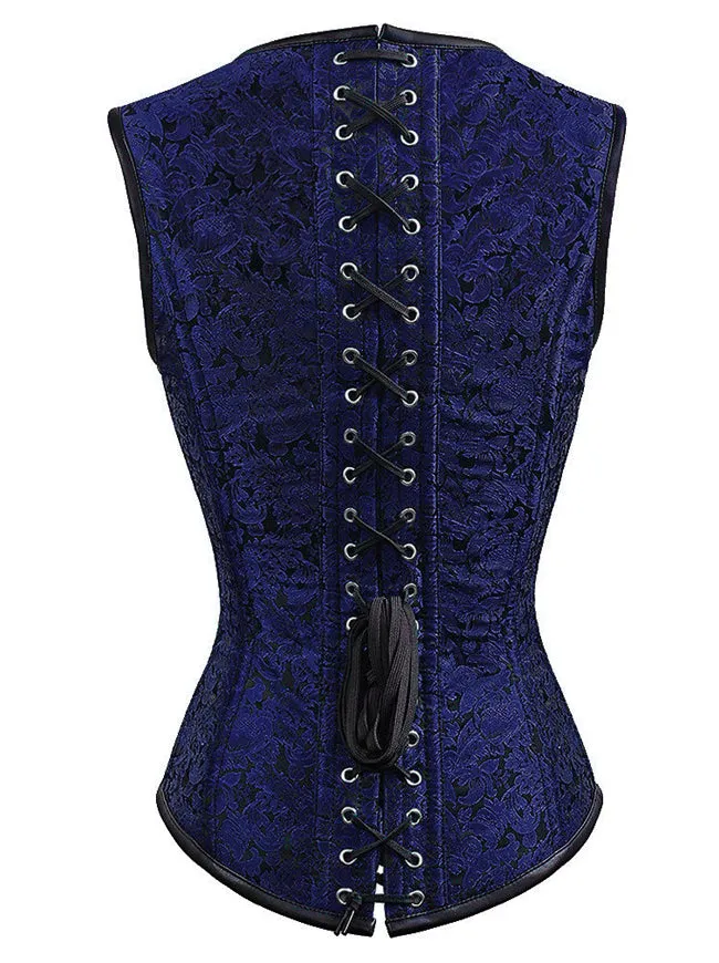 Gothic Steampunk Brocade Steel Boned Waist Cincher Corset Vest