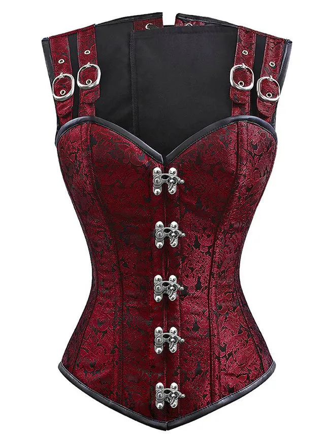 Gothic Steampunk Brocade Steel Boned Waist Cincher Corset Vest