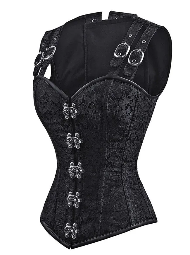 Gothic Steampunk Brocade Steel Boned Waist Cincher Corset Vest
