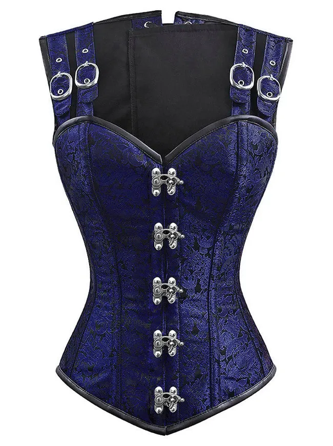 Gothic Steampunk Brocade Steel Boned Waist Cincher Corset Vest