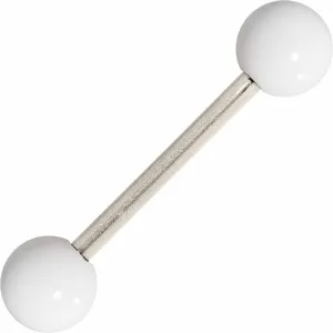 Grade 23 Solid Titanium Flat White Acrylic Barbell Tongue Ring