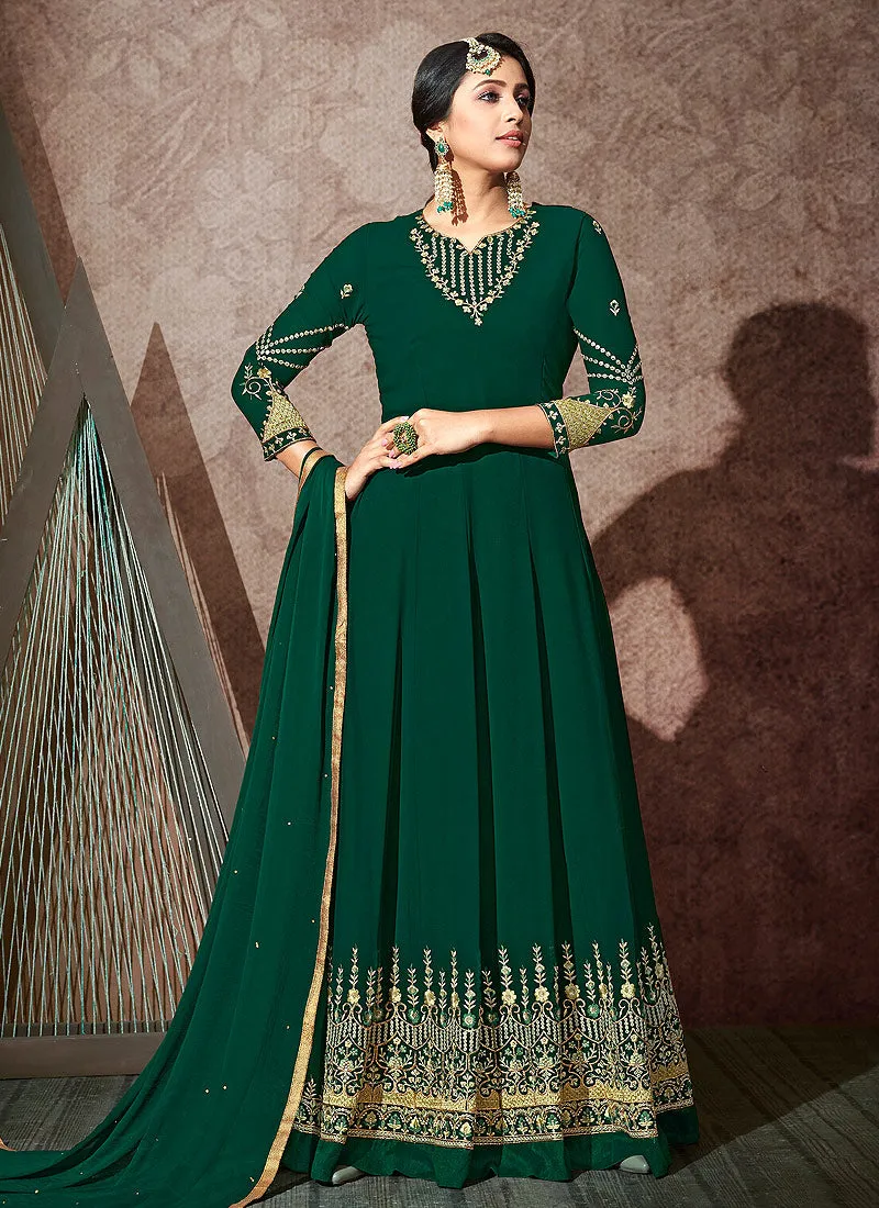 Green Embroidered Anarkali Suit