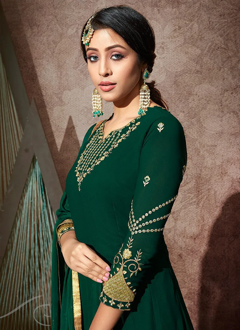 Green Embroidered Anarkali Suit