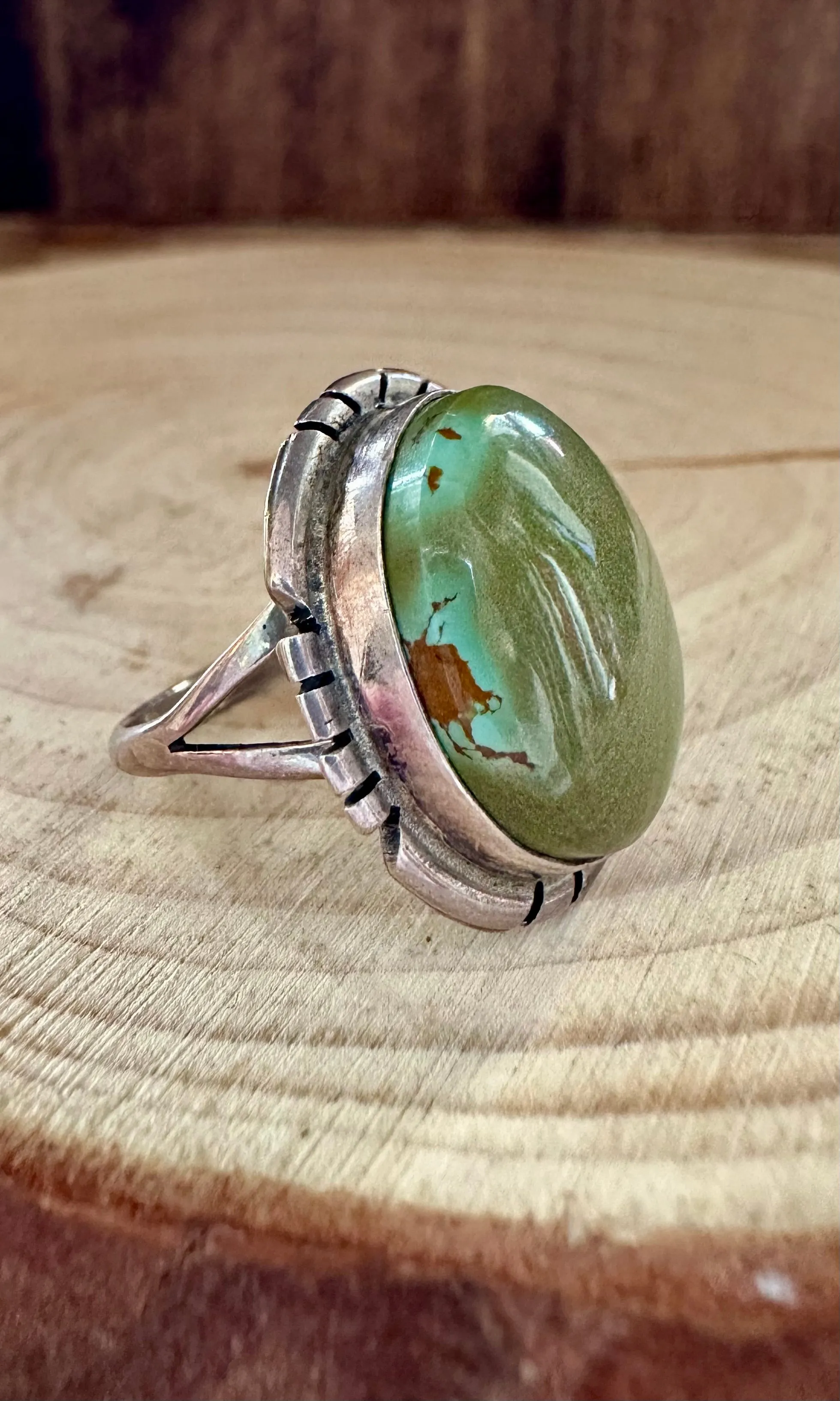 GREEN ENVY Silver & Turquoise Ring • Size 4 1/2