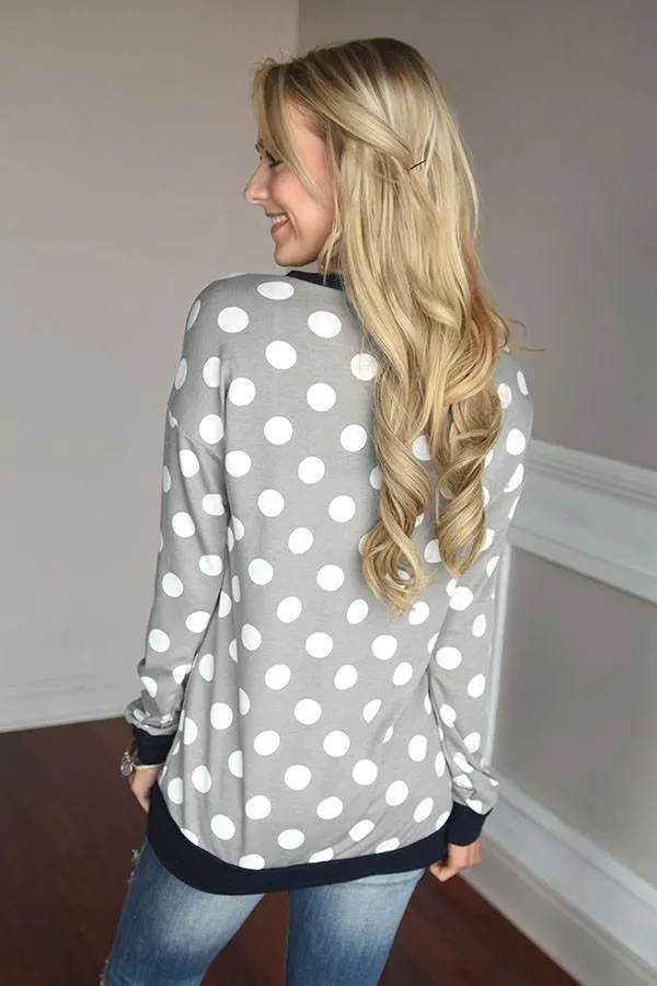 Grey Polka Dot Top
