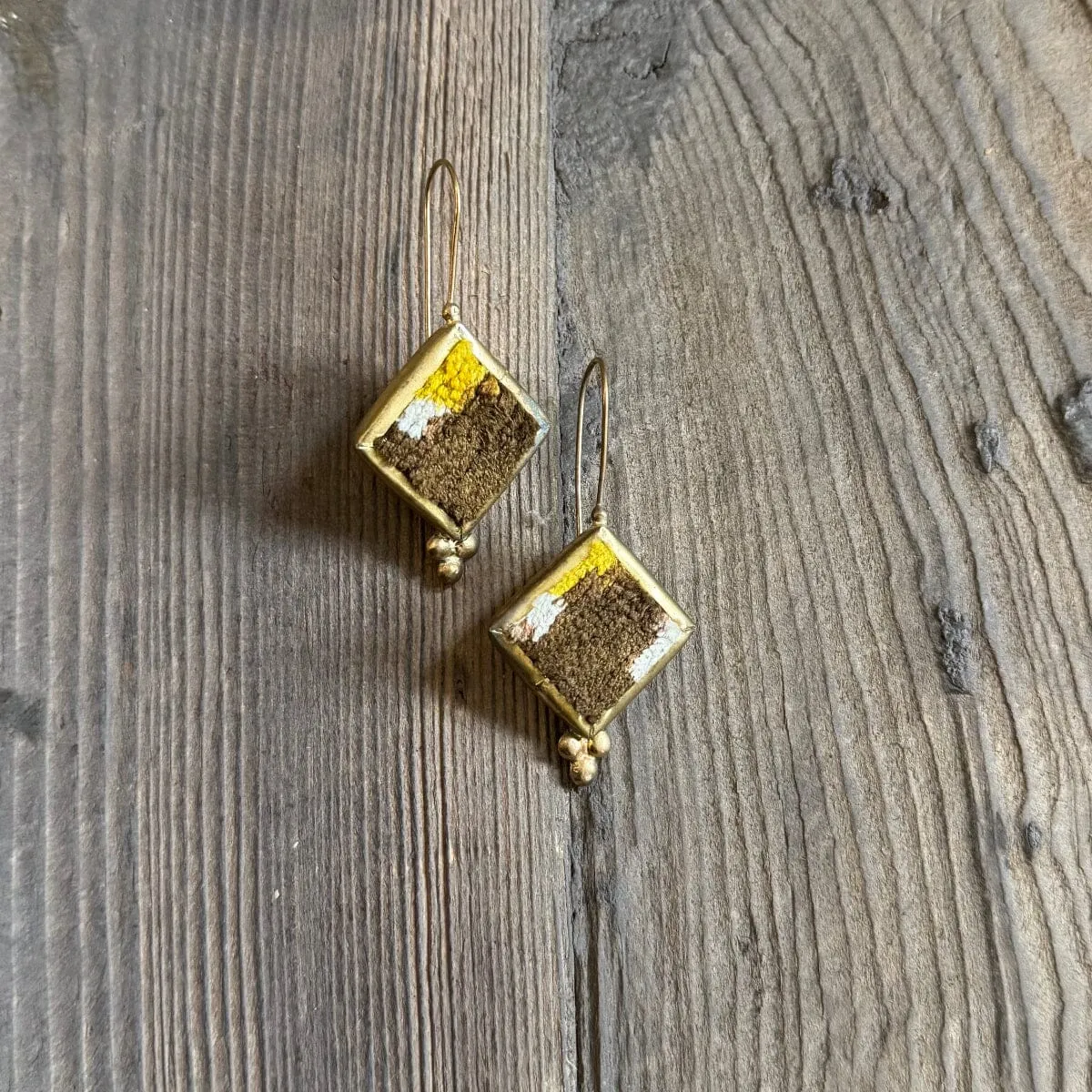 Hand Crafted Ottoman Vintage Textile Earrings - Diamond