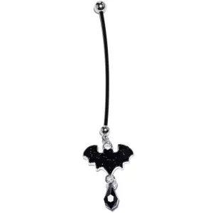 Handcrafted Bat Pregnancy Belly Ring Created with Crystals