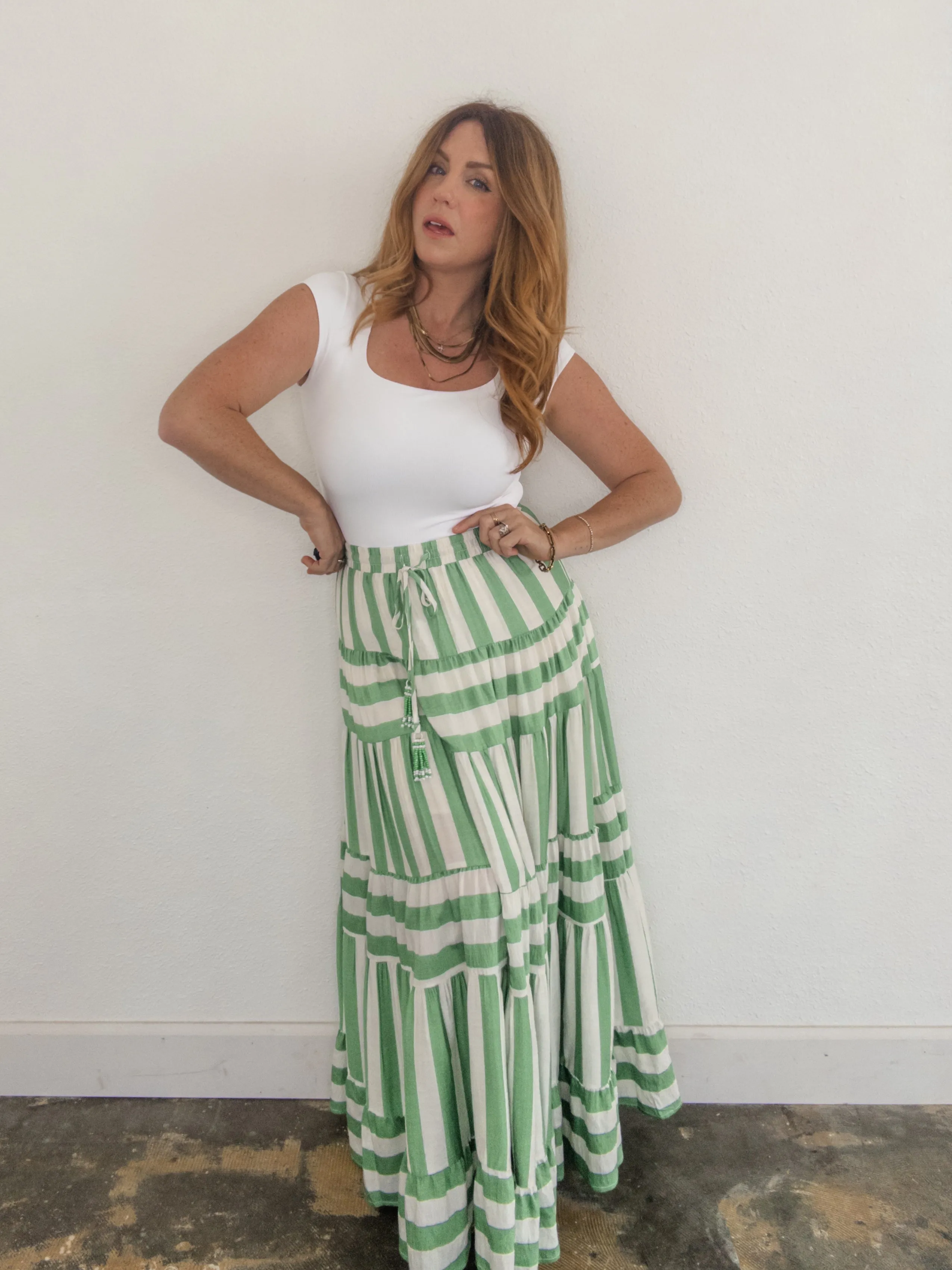 Happy Go Lucky Tiered Maxi Skirt