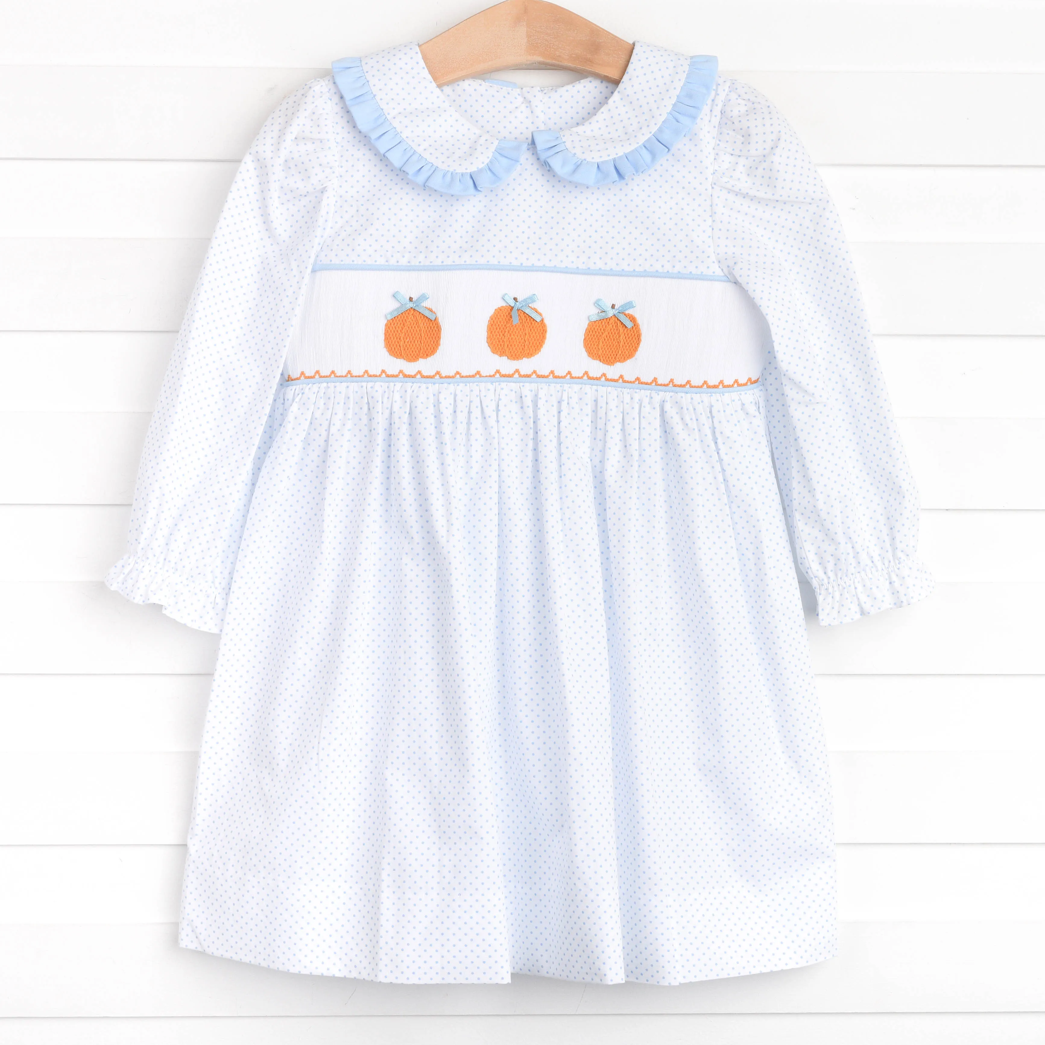 Happy Harvest Smocked Dress, Blue