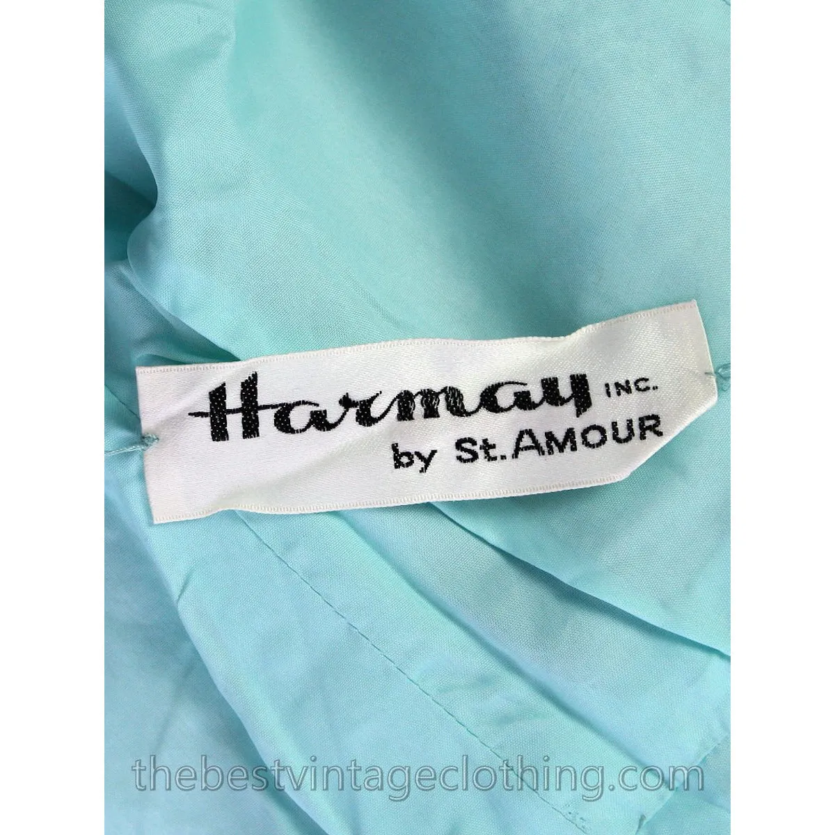 Harmay by St. AMOUR 1960's Ice Blue Metallic BROCADE Dress NWT L 44 Bust