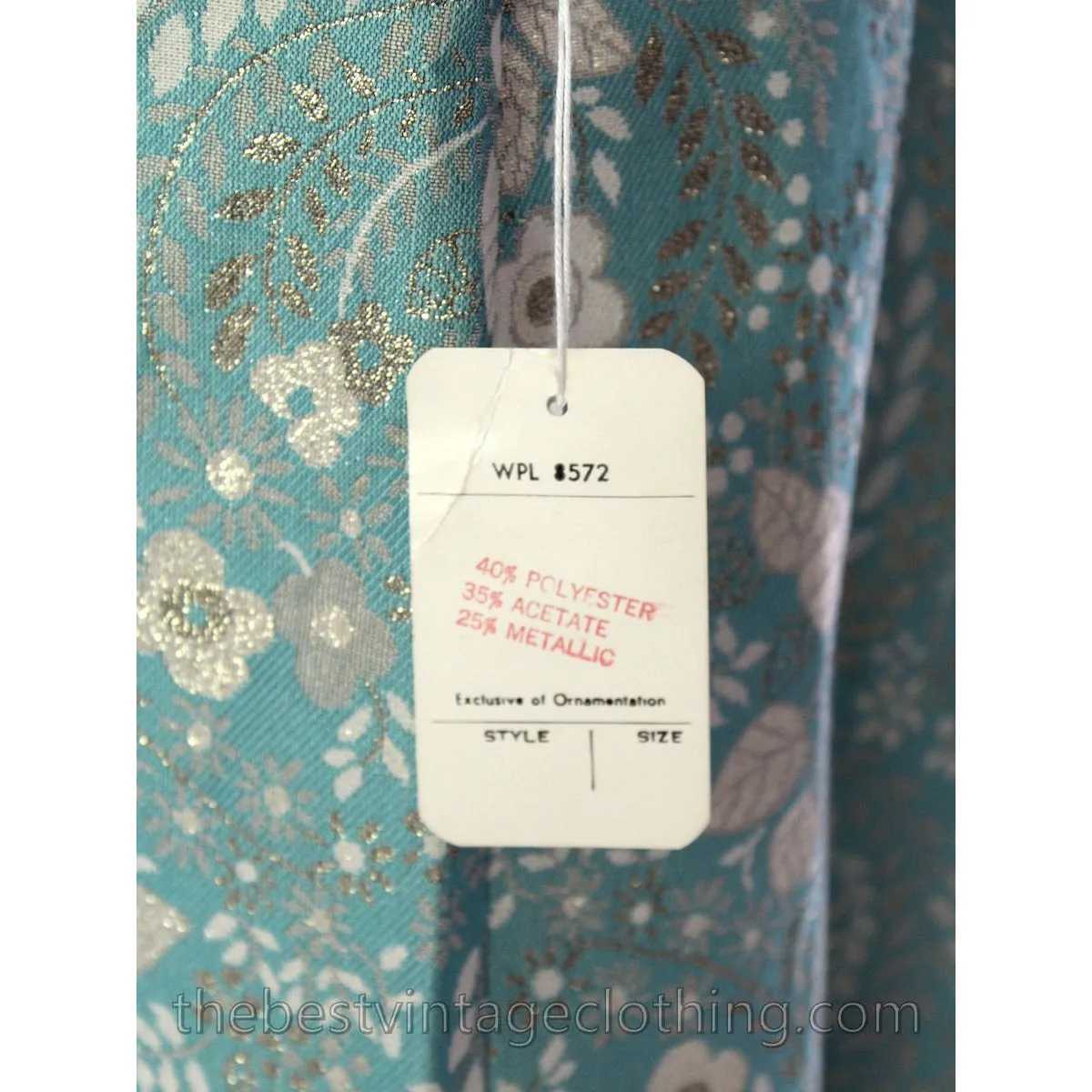 Harmay by St. AMOUR 1960's Ice Blue Metallic BROCADE Dress NWT L 44 Bust