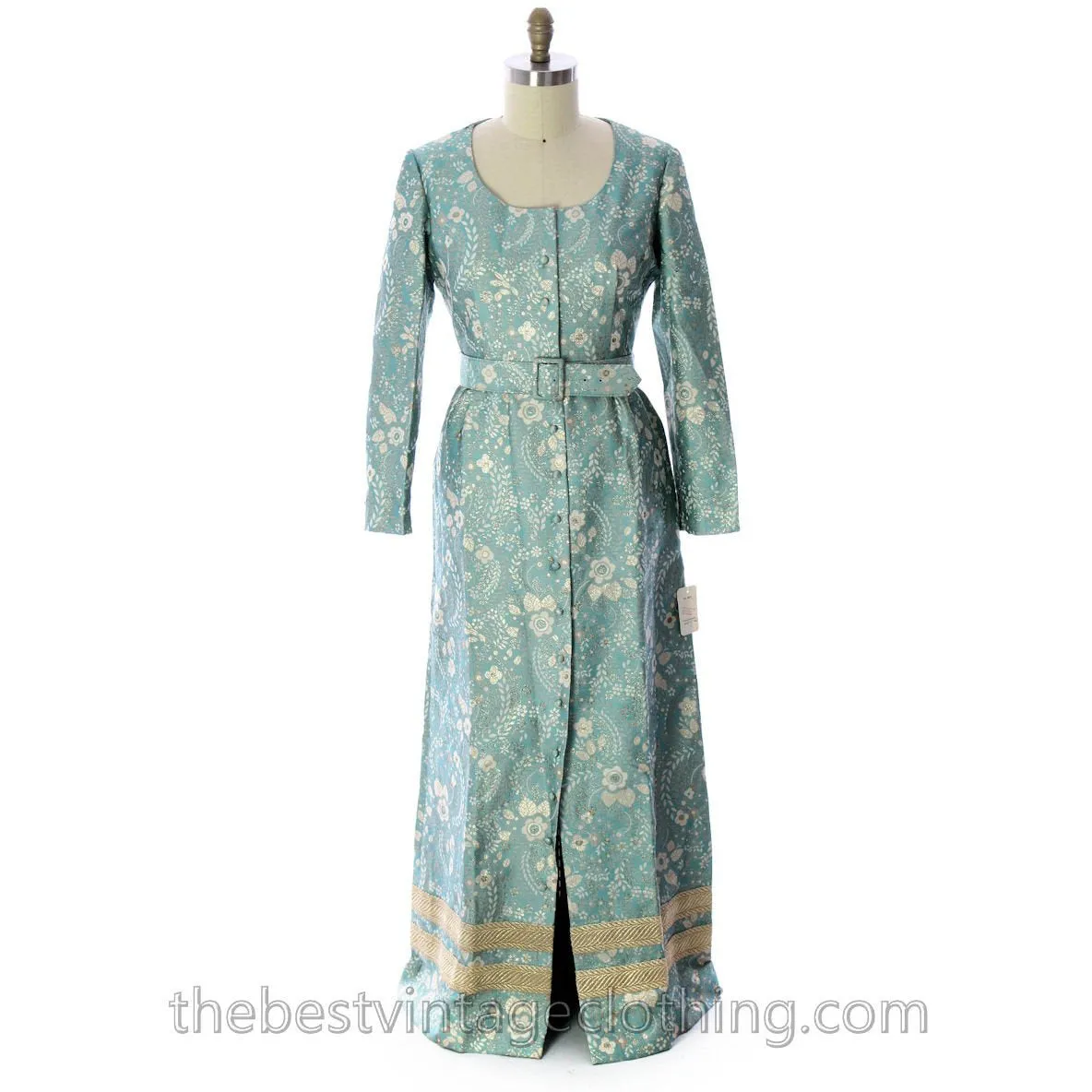 Harmay by St. AMOUR 1960's Ice Blue Metallic BROCADE Dress NWT L 44 Bust