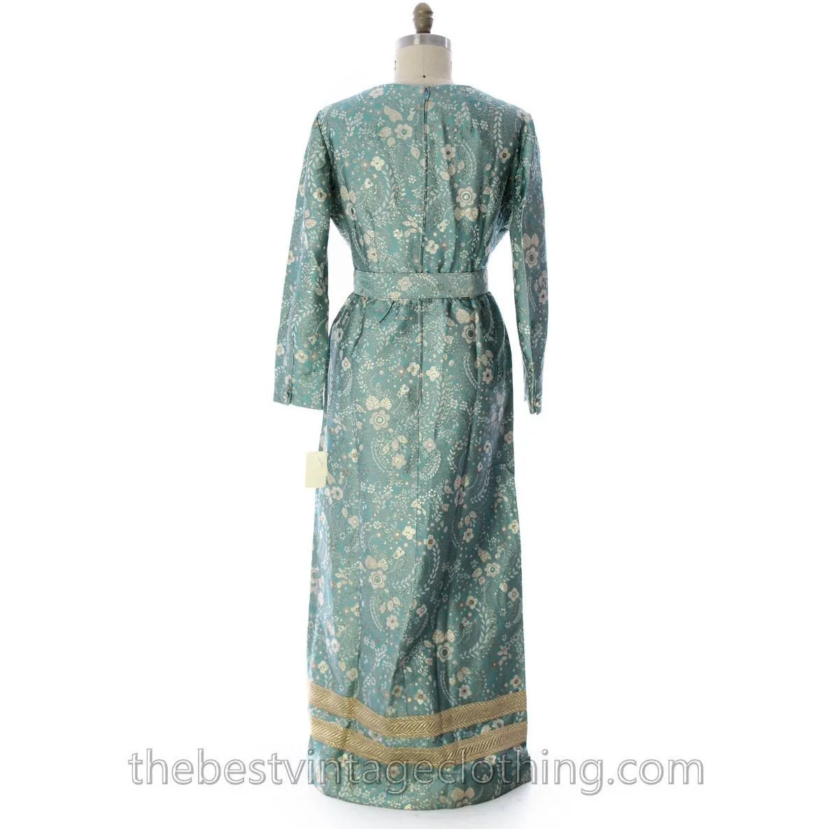 Harmay by St. AMOUR 1960's Ice Blue Metallic BROCADE Dress NWT L 44 Bust