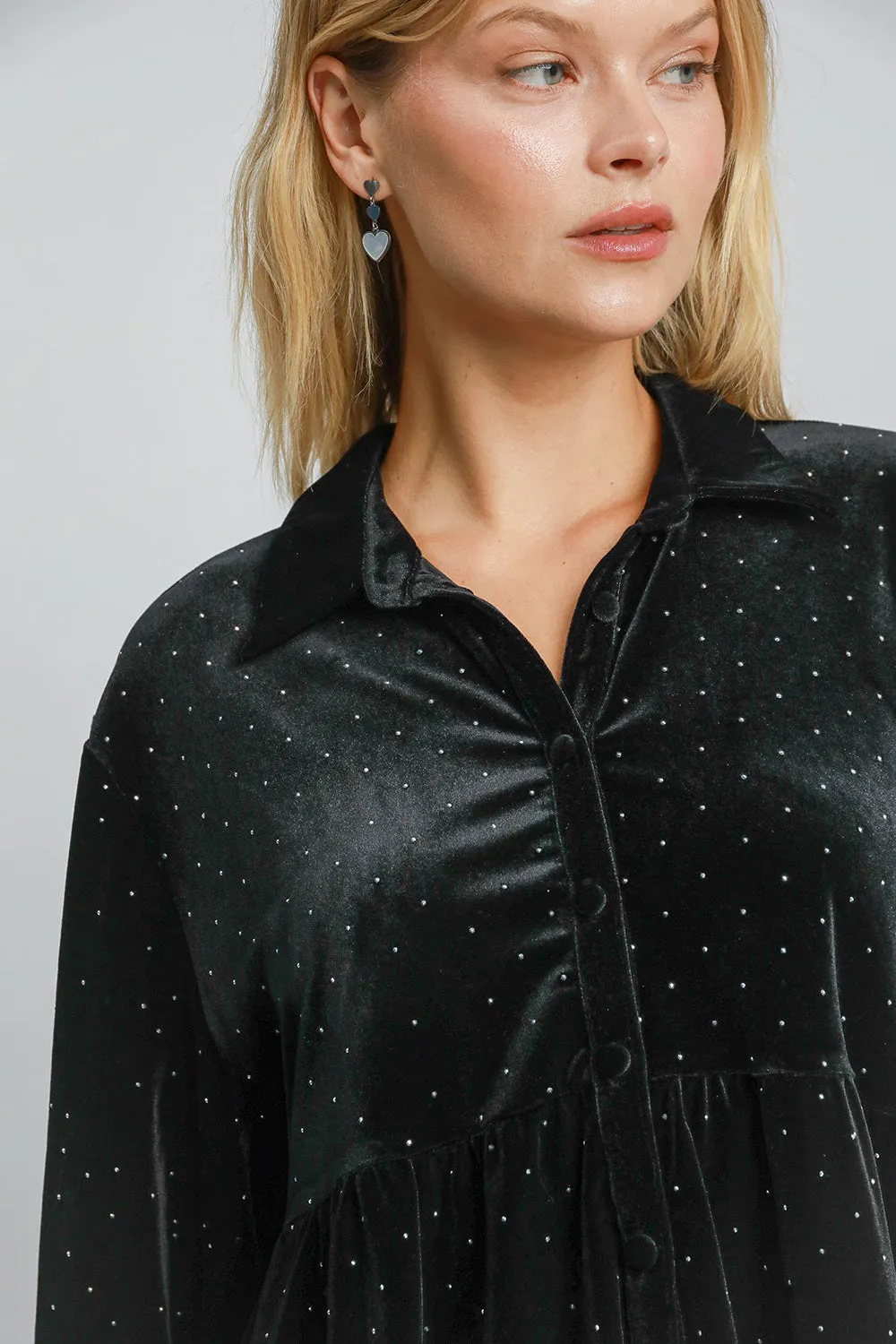 Hazel Blues® |  Umgee Polka Dot Button Up Half Sleeve Shirt