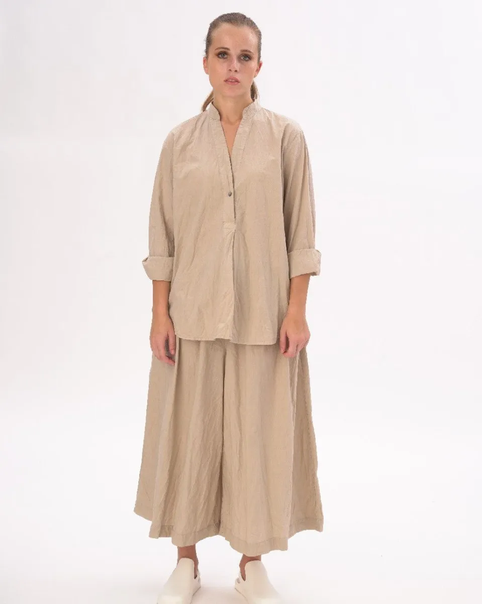 Hi-Lo Hem V-Neck Organic Blouse