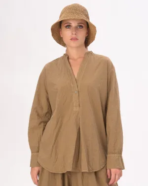 Hi-Lo Hem V-Neck Organic Blouse