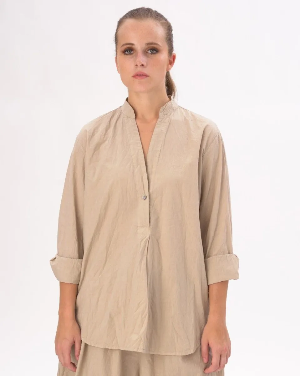 Hi-Lo Hem V-Neck Organic Blouse