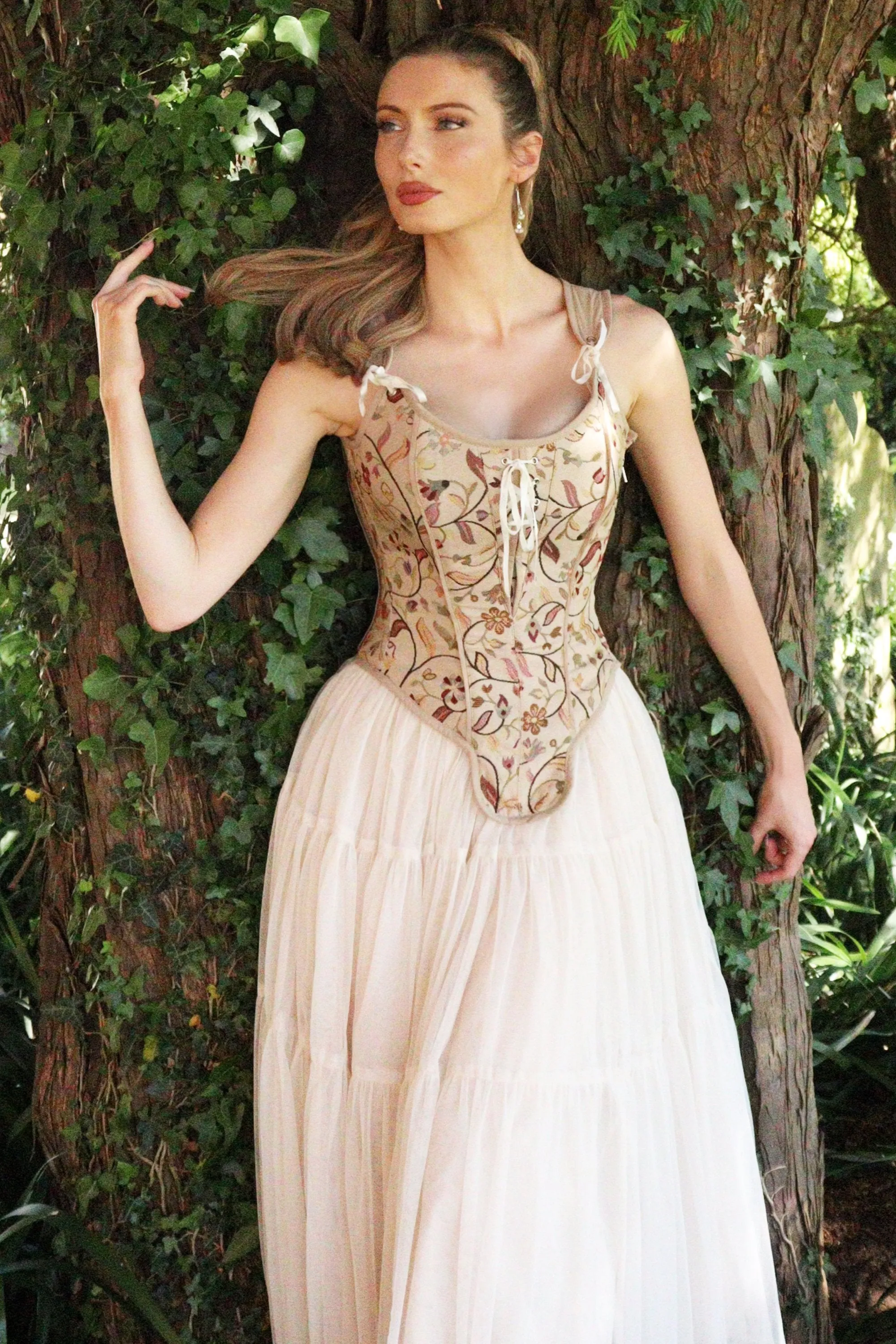 Historic Brocade High Back Overbust Corset