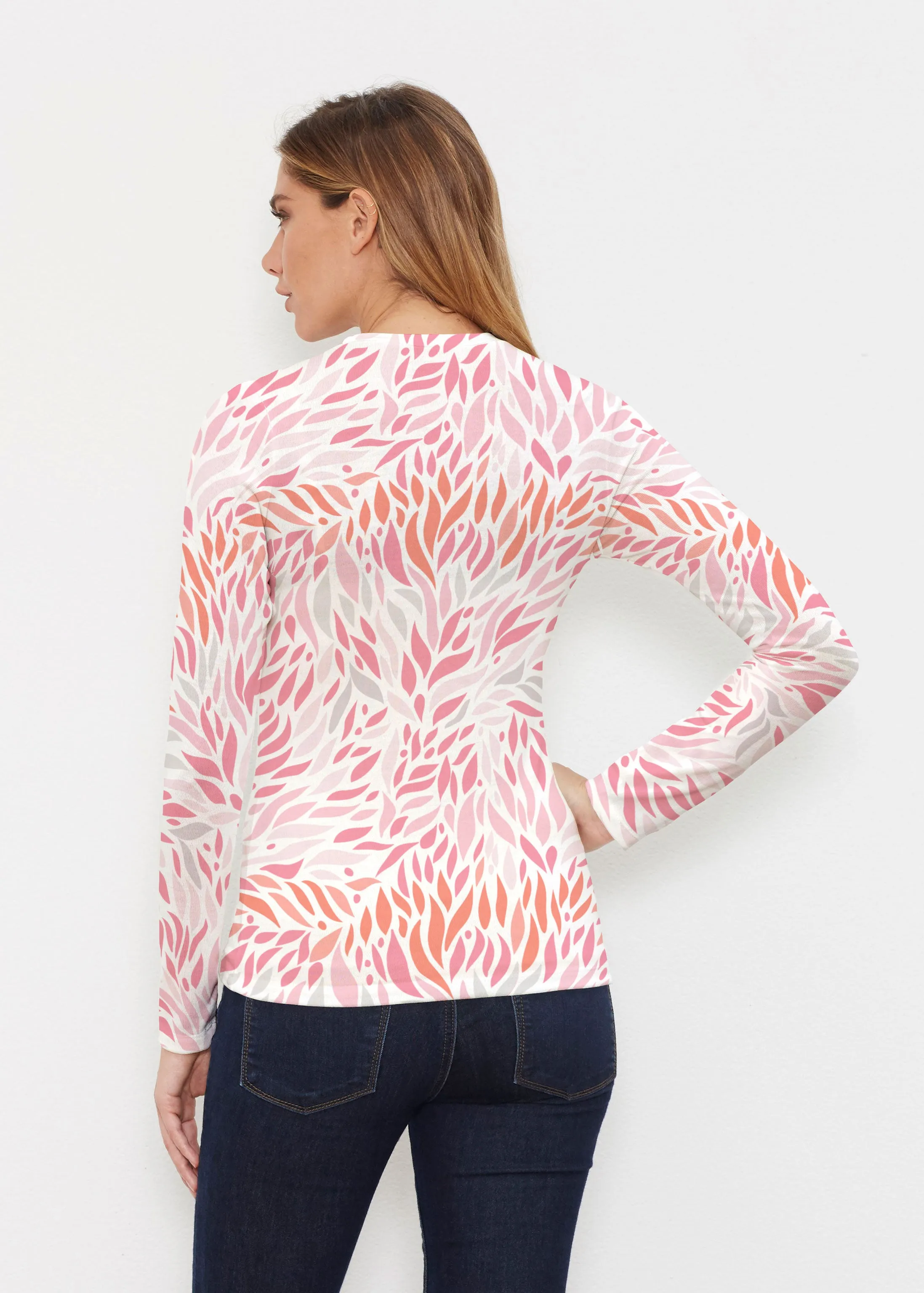 Hotsy Totsy Pink (8145) ~ Butterknit Long Sleeve V-Neck Top