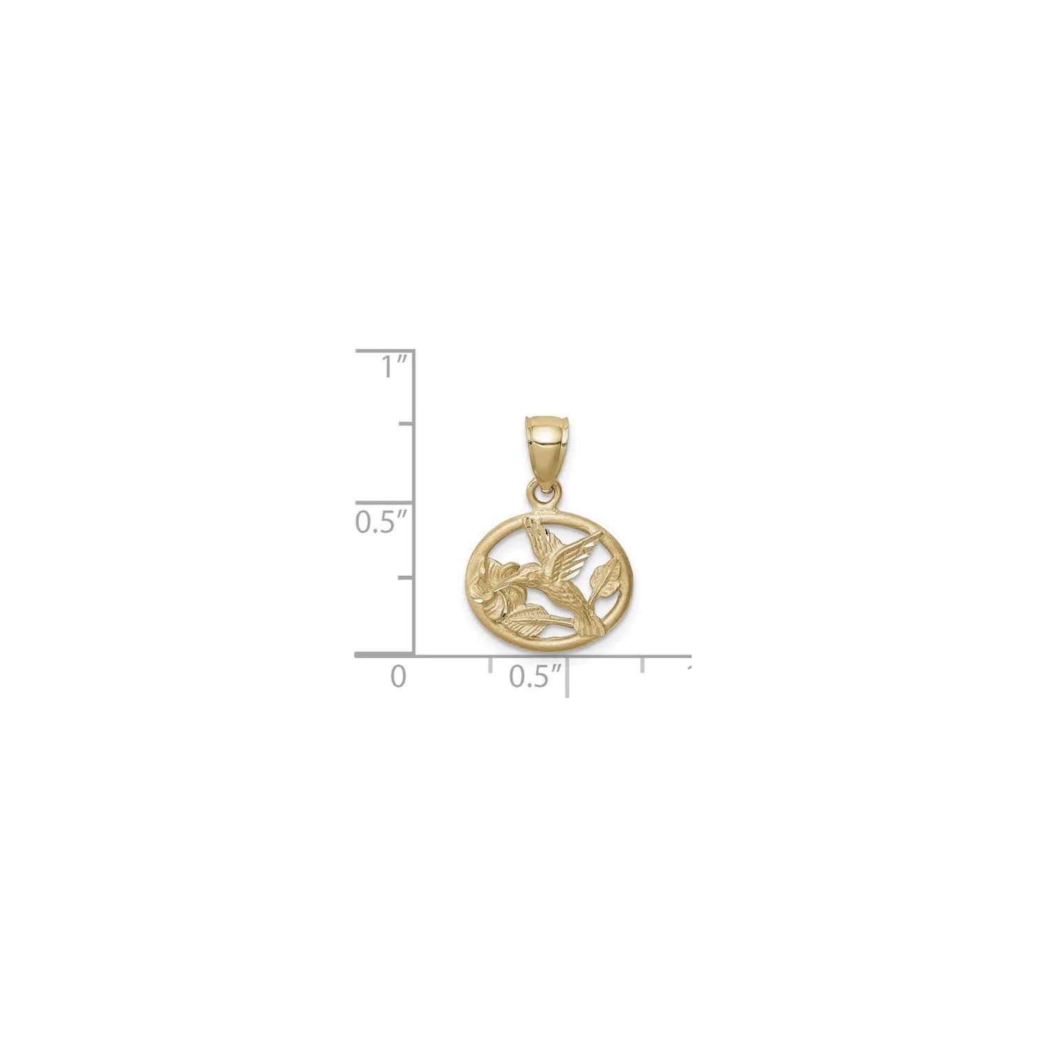 Hummingbird Sandblasted Oval Pendant (14K)