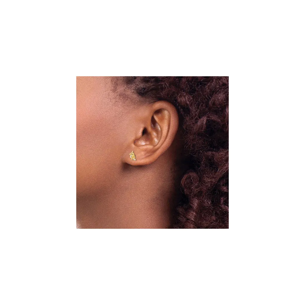 Icy Fern Leaf Post Earrings (14K)