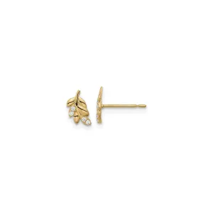 Icy Fern Leaf Post Earrings (14K)