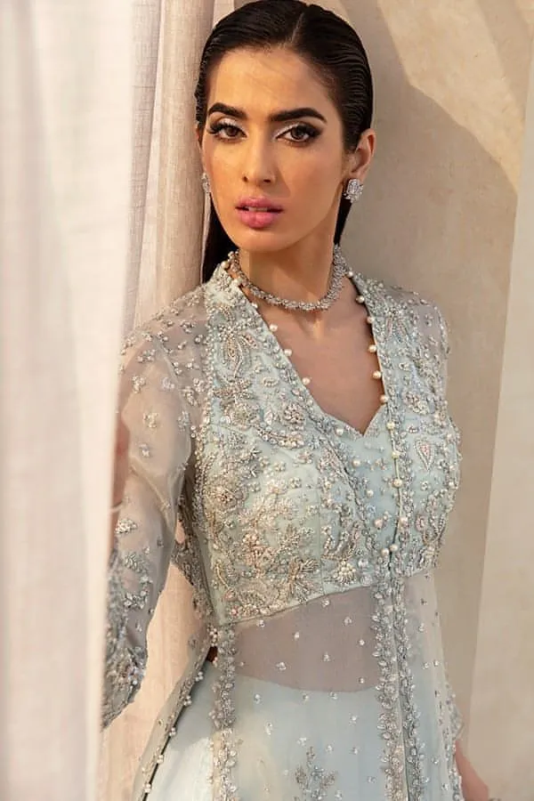 Indian Wedding Dress in Blue Lehenga Gown Dupatta Style