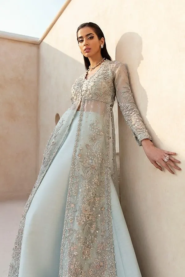 Indian Wedding Dress in Blue Lehenga Gown Dupatta Style