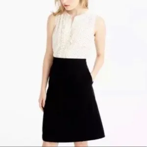 J Crew Ivory Black Polka Dot Sleeveless Top w A-Line Skirt Work Attire Dress S4