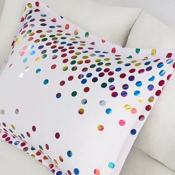 Janie Rainbow Iridescent Metallic Dot Comforter Set (White)