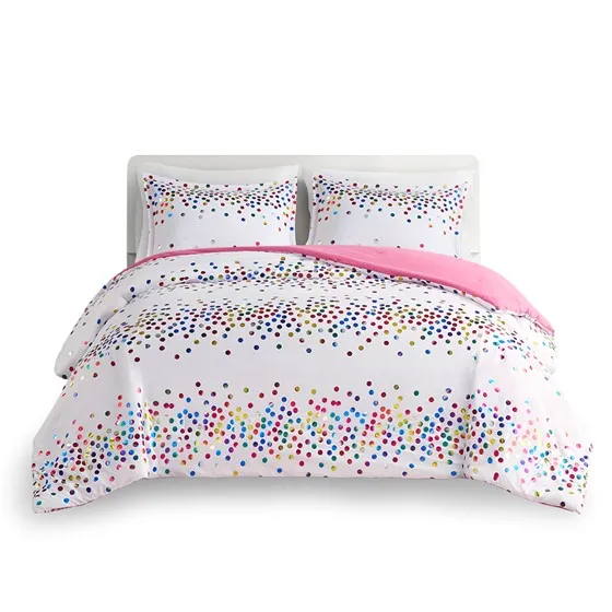Janie Rainbow Iridescent Metallic Dot Comforter Set (White)