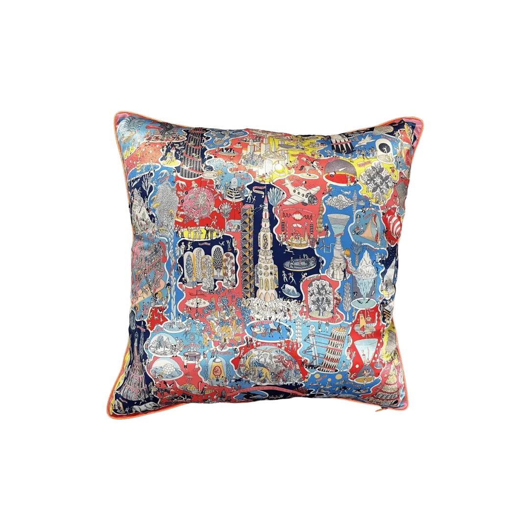 Jungle and City Meet Faux Silk Throw Pillow Cover